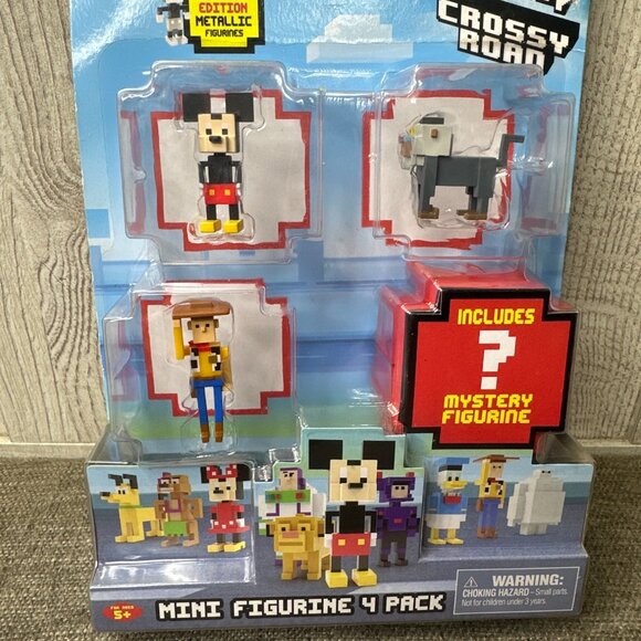Disney Crossy Road Mini Figurine 4 Pack Series 1 Includes Mystery Figure - Picture 1 of 3